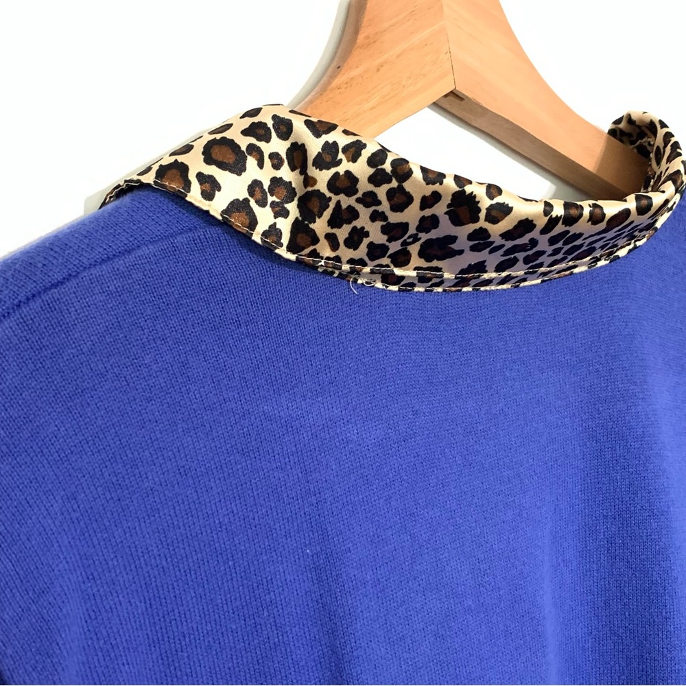 Quacker Factory Royal Blue Leopard Collar Women's Top Size 2X Casual Comfort - Picture 3 of 10